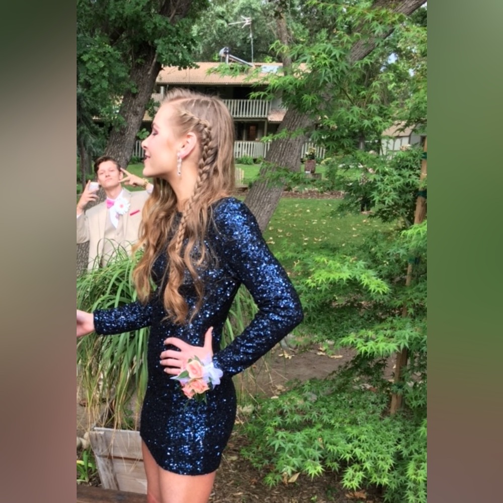 Dress The Population Navy Blue Sequin Dress
